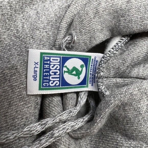 Vtg Discus Athletic Heavyweight Gray Hooded Sweatshirt Usa Made XL Tutlex Dog - Picture 5 of 6